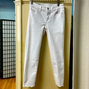 Talbots Slim Ankle White Jeans with Decorative Ankle Design